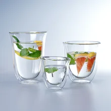 Простые двойные стеклянные чашки кофе очки с прозрачными стеклами стекло Термостойкие анти-обжигающий чай чашка Cafe стекла с двойными стенками