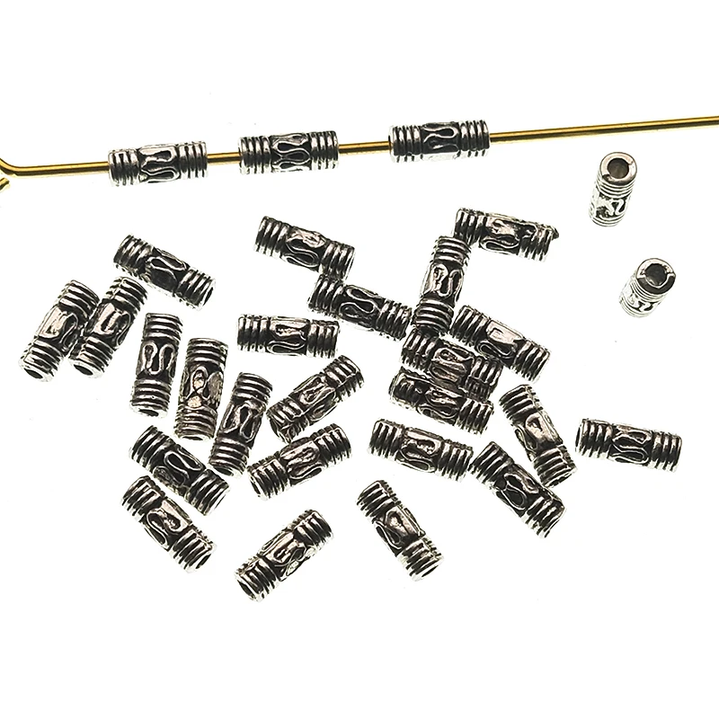 

50pcs/lot 3x8mm Flower Metal Copper Tube Spacer beads For Silver Plated Loose Bead DIY Jewelry Bracelet Making Z1040