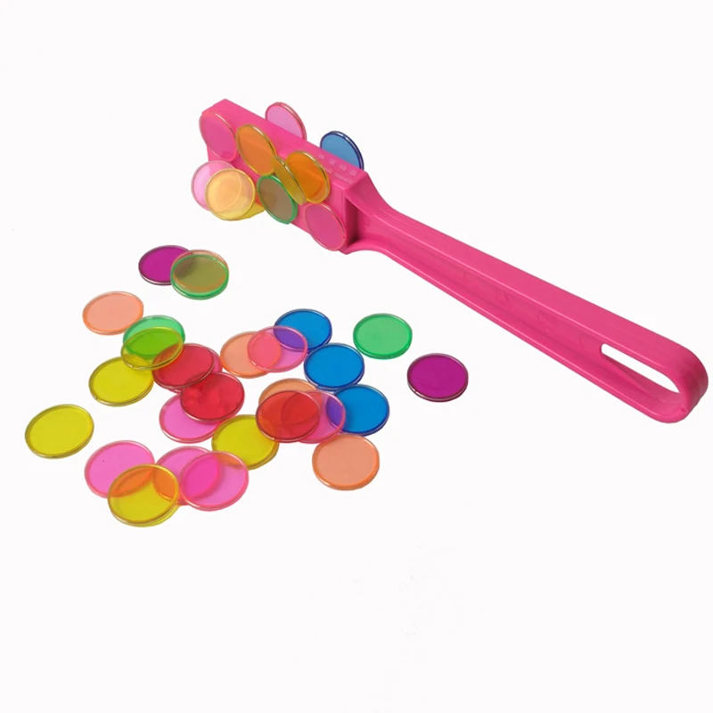 

100pcs Transparent Round Tiles with Metal Loop Baby Toys Educational Montessori Learning Colour Toys Magnetic Stick Wand Set
