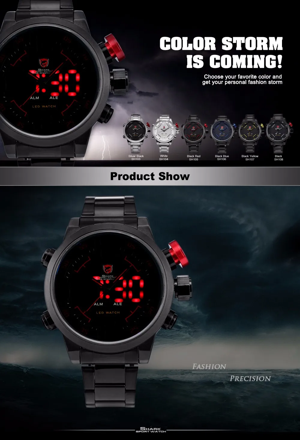 shark sport watch alm ale led watch