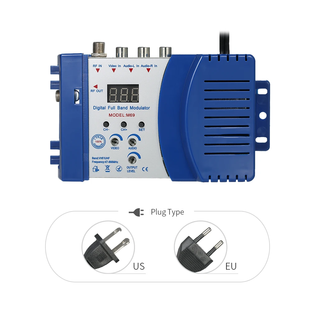 Компактный радиочастотный модулятор Аудио Видео ТВ конвертер RHF UHF Усилитель сигнала AC230V
