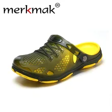 Merkmak/Летняя обувь; прозрачная обувь; пляжные мужские сандалии; тапочки с отверстиями; дышащие мужские Вьетнамки; Уличная обувь для мужчин; Прямая поставка