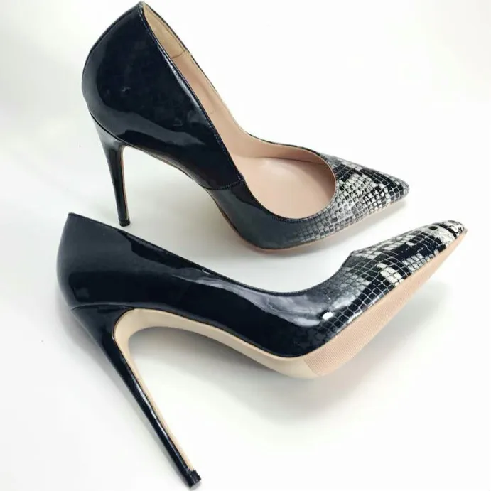 

Keshangjia Snake Printed Women Shoes Sexy High Heels 2018 Pointed Toe Party Women Pumps weeding shoes