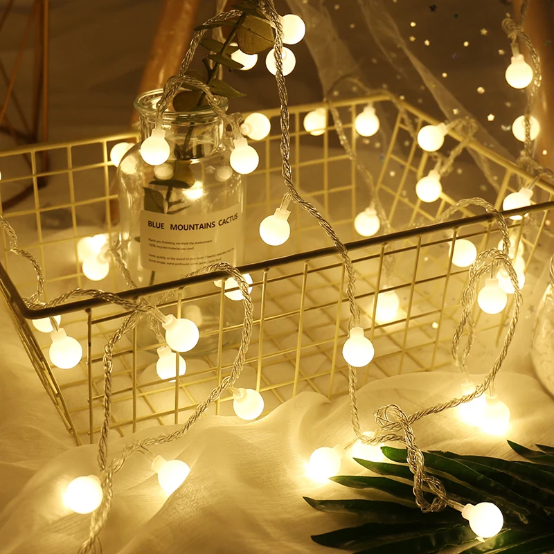 

Fairy Battery Powered LED Ball String Lights Waterproof Garland 5M Christmas Tree Wedding Home Garden Outdoor Luminaria Decor