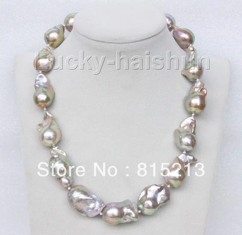 

ddh00770 27mm peacock purple Reborn keshi pearls necklace