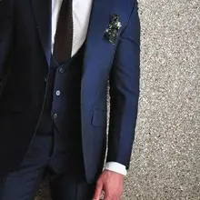 Индивидуальные Темно-синие жениха Смокинги для женихов комплект из 3 предметов Slim Fit Мужские свадебные костюмы для выпускного Best мужчина дружки костюм Блейзер masculino