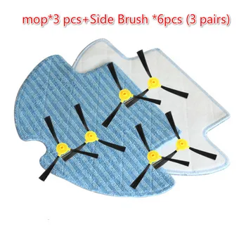 

mop*3 pcs+Side Brush *6pcs (3 pairs) for LIECTROUX Q7000 Q8000 Robot Vacuum Cleaner Spare part