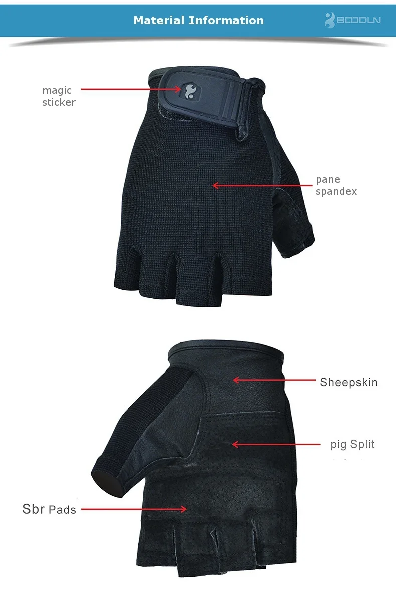 Refere-se a Luvas de Fitness Equipamentos de Treinamento de Levantamento de Peso Luvas Boodun Esportes Respirável Não-slip Montanhismo Bicicleta Metade Exercício 4 Hiking Gloves