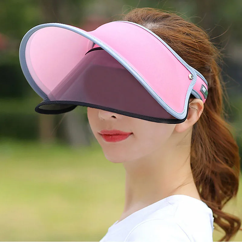Polyester and PVC Sun Visors Double Folding Sun Protection Hat Summer