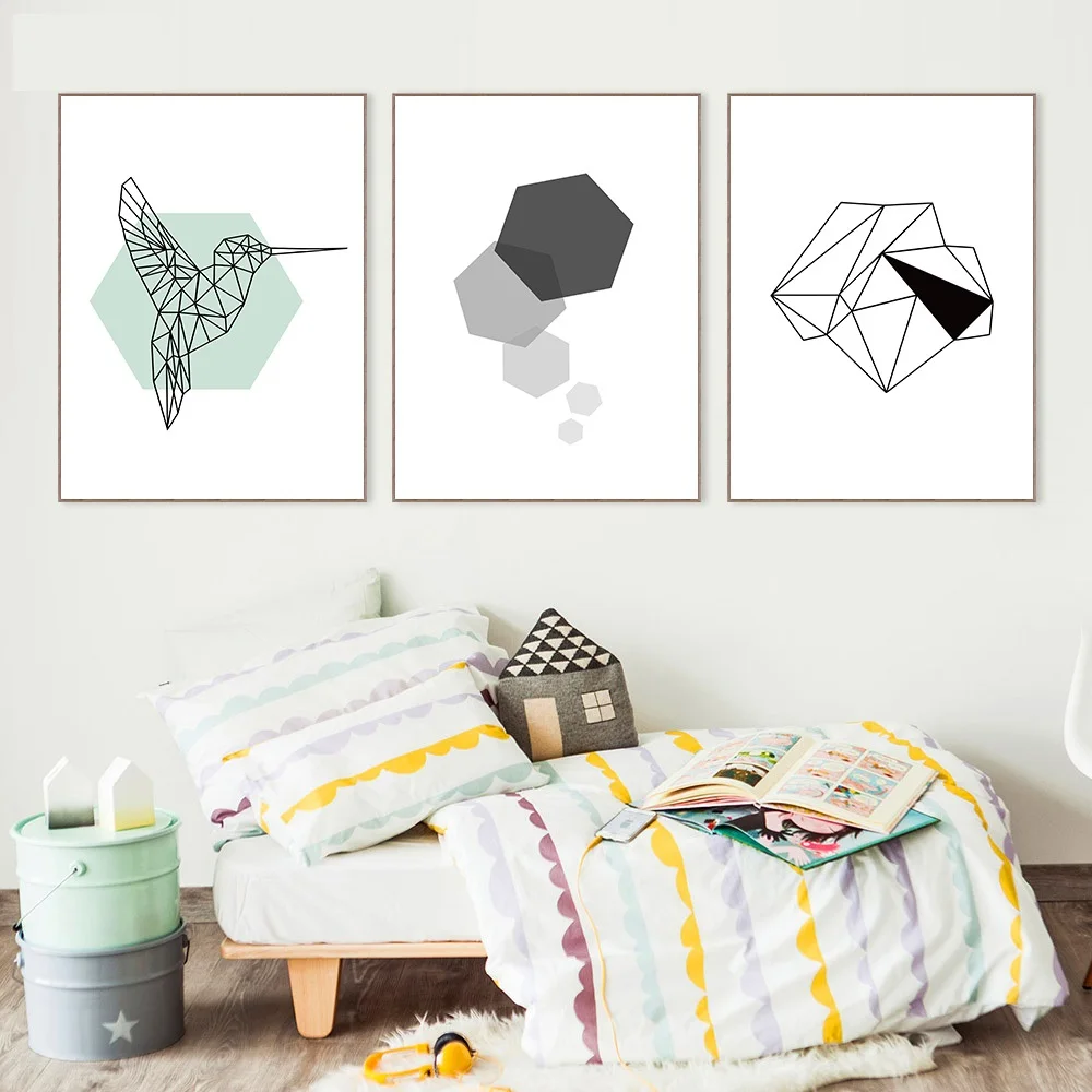 

Nordic Art Geometry Bird Canvas Poster Minimalism Painting Abstract Wall Picture Print Modern Home Living Room Decoration