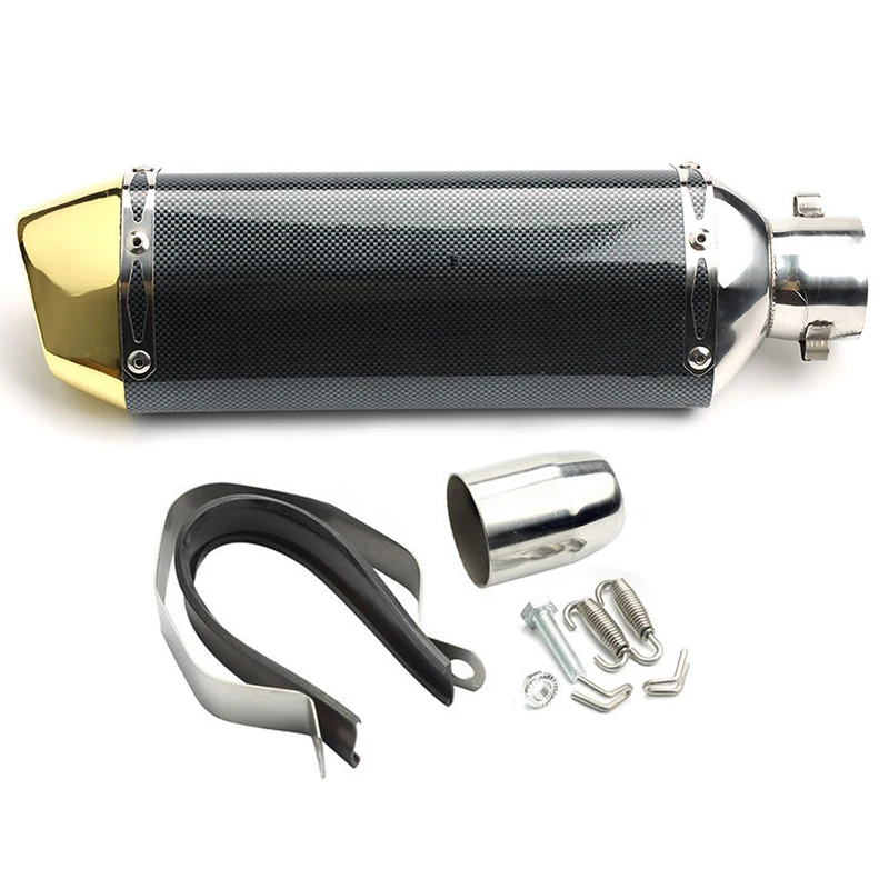 

365mm Universal Motorcycle Exhaust System Modified Carbon Fiber Exhaust Muffler pipe AK Sticker With Removable DB Killer