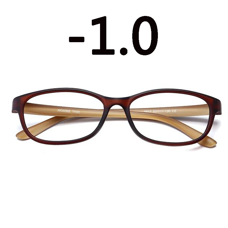 TR90 квадратной оправе готовой близорукость очки Для женщин Для мужчин с коротким смотровые стекла леопарда близорукость очки-1,0-1,5-2,0-2,5-3-3,5-4,0 - Цвет оправы: matte tea -1.0
