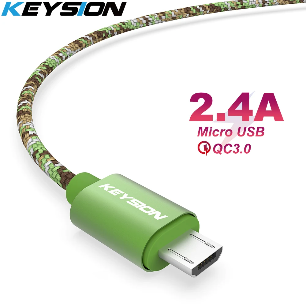 KEYSION Micro USB кабель 2.4A нейлон Быстрая зарядка для передачи данных Samsung M30 M20 планшет
