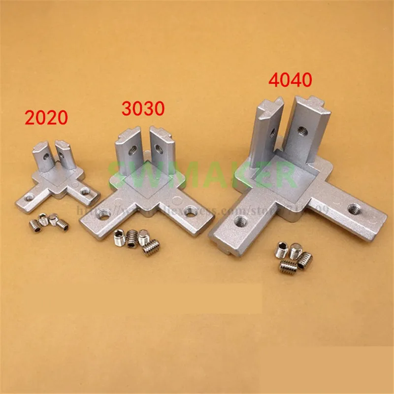 4pcs 2020 3030 4040 T Slot Aluminum Profile 3-way 90 deg inside corner bracket Interior Connector f/ Alu-profile 3D printer | Компьютеры и