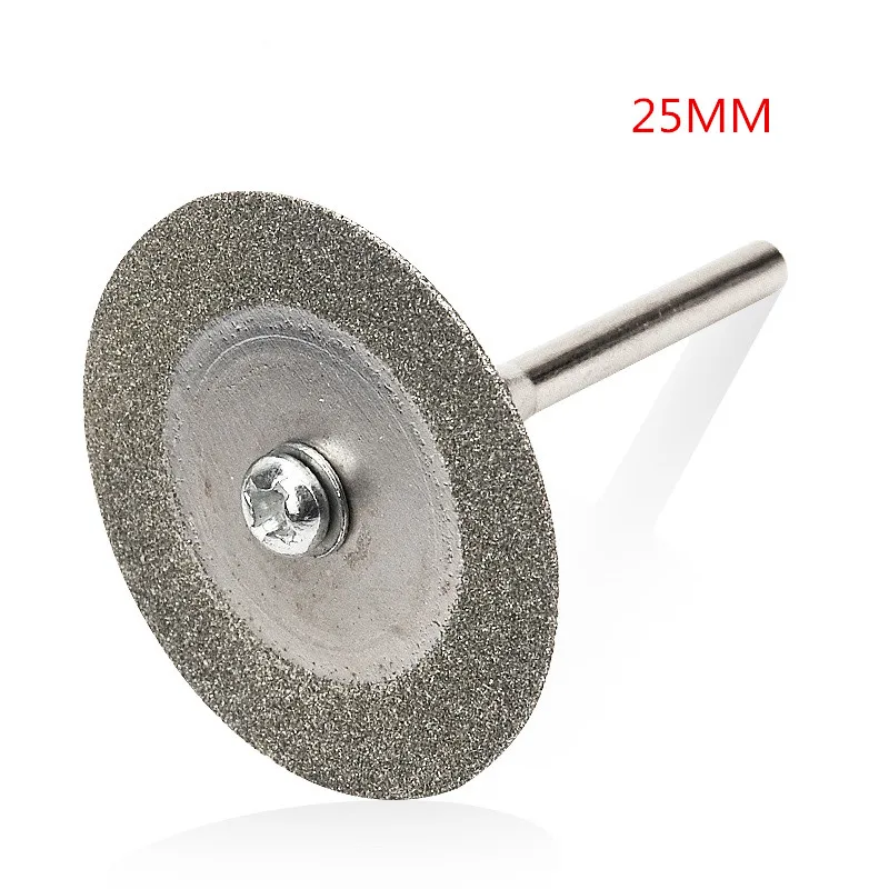 10pcs 25mm Diamond Grinding Wheel Slice with Two 3mm Shank Mandrels for Dremel Rotary Tool