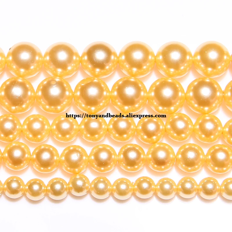 Color Dyed Gold Coloren Australian South Sea Pearl Powder Round Loose Beads 4 6 8 10 12Mm Pick Size Per La Creazione Di Gioielli