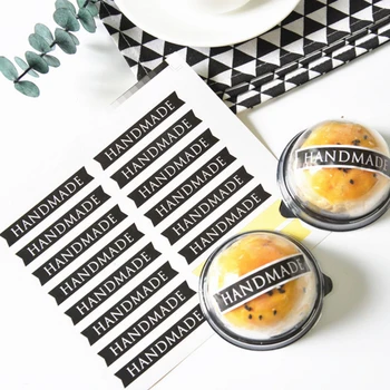 

1600pcs/pack Long Black Hand Made Sealing Sticker Cake Packaging Sealing Label Kraft Sticker Baking DIY Gift Stickers Wholesale