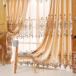 Европа Люкс 100% шелк плотные шторы для гостиная спальня вышитые Sheer тканевые шторы панелей цветочные шторы с узором
