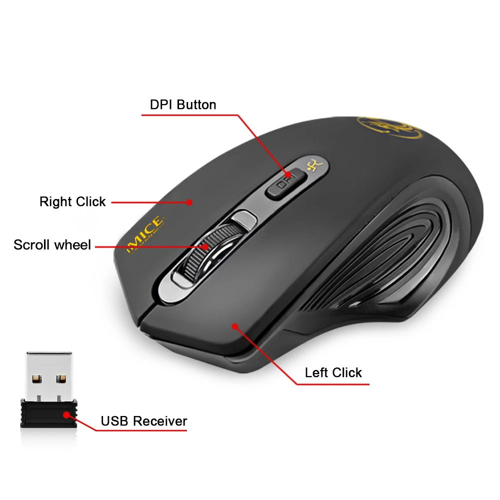 IMice, беспроводная мышь, 4 кнопки, 2000 dpi, Mause, 2,4G, оптическая USB Бесшумная мышь, эргономичные мыши, беспроводная мышь для ноутбука, компьютера, компьютера