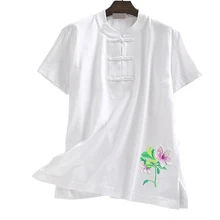 Летняя хлопковая футболка унисекс с короткими рукавами и вышивкой лилии; тайцзицюань; одежда для боевых искусств кунг-фу; Костюм тайцзи; Униформа ушу