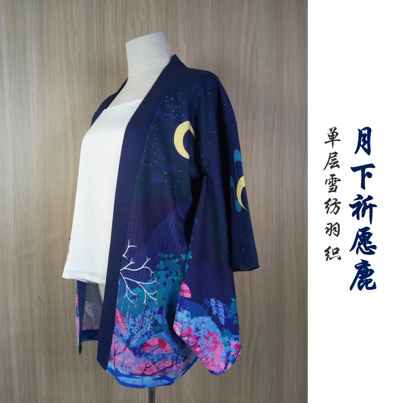 Кимоно в японском стиле с принтом оленя Haori Yukata, модный летний солнцезащитный кардиган, пальто для женщин и мужчин, косплей, парные Топы