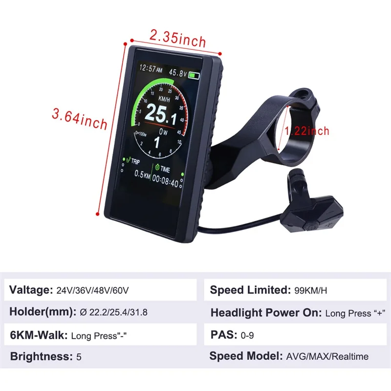 Perfect New Colorful Screen Display P850C Speedometer with 9-level Assist For Bafang Electric Bicycle BBS01B BBS02B BBSHD Mid Motor Kit 1