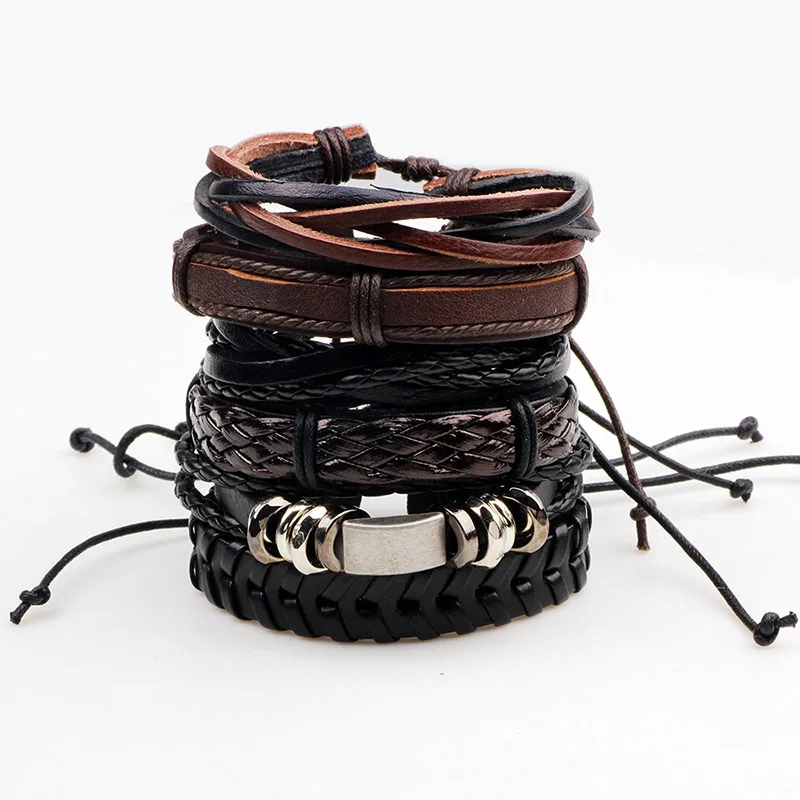 

Women Jewelry Leather Bracelet Supernatural Wrist Band Men Charms Braided Multilayer Rope Chain Personalized Male Accessories