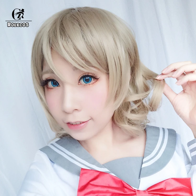 ROLECOS LoveLive Sunshine Косплей Watanabe You Косплей головные уборы синтетические волосы 40 см/15,75 дюйм(ов) ов) Кудри Косплей Love Live