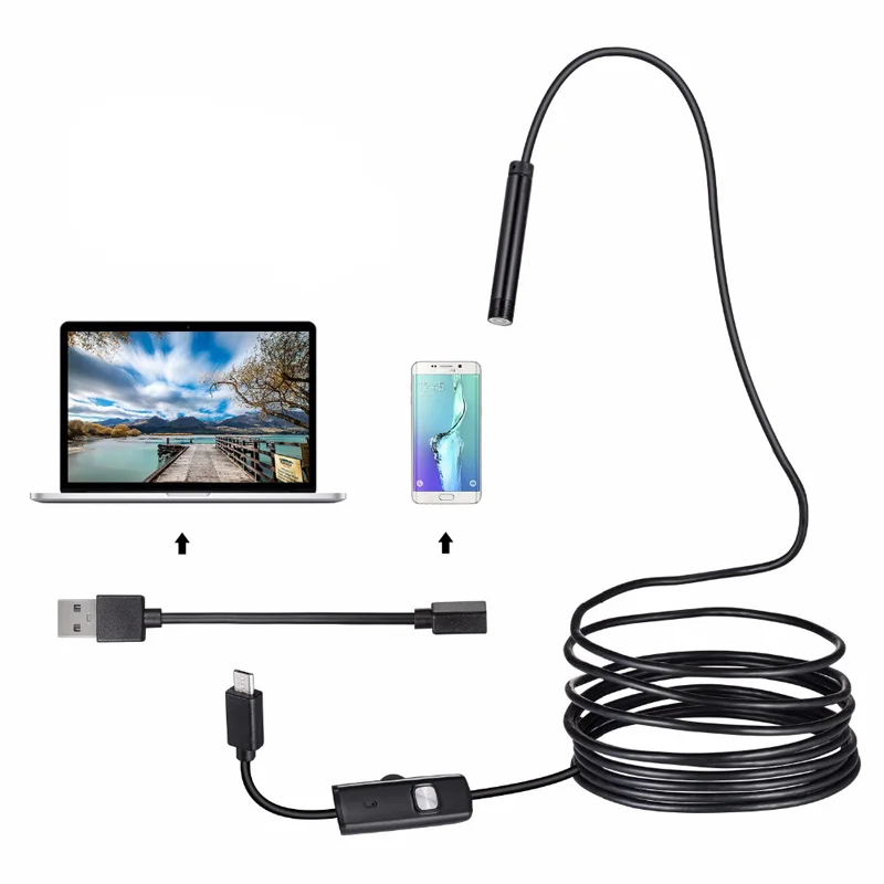 

Car Endoscope 5.5mm Camera Inspection Flexible Endoscope Camera Phone With 6 Led for Windows & Macbook PC Endoscope Android