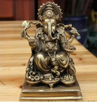 

YM 306 4" Tibet Buddhism Sit Ganapati Ganesh Lord Ganesha Elephant Buddha Statue