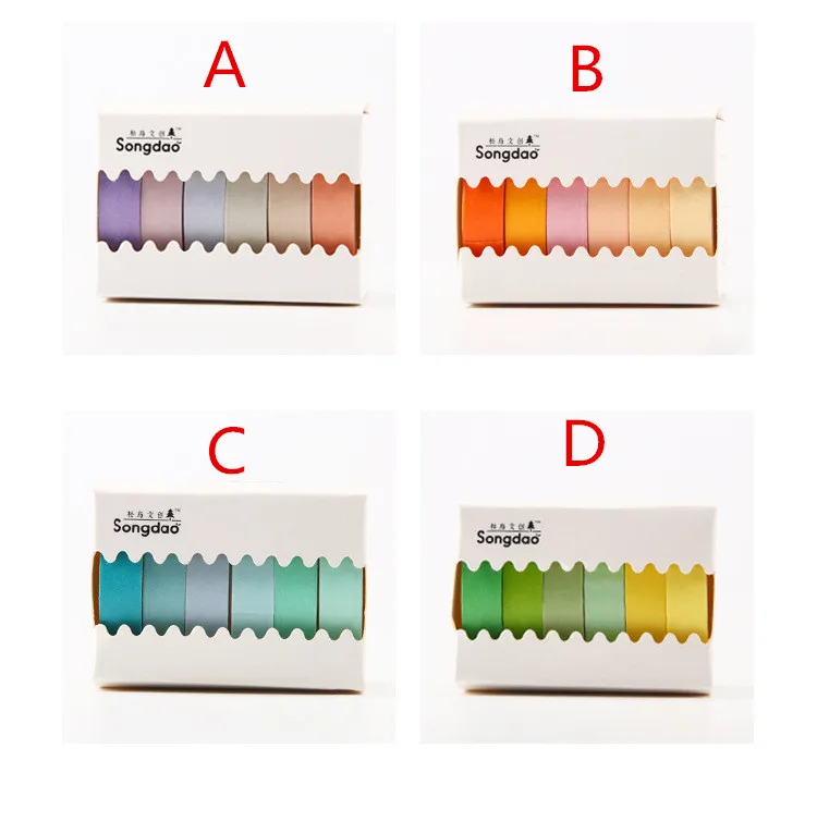 6 шт./лот океан Декоративные Бумага зеленый розовый фиолетовый Васи клейкие ленты Комплект японский канцелярские Kawaii принадлежности для