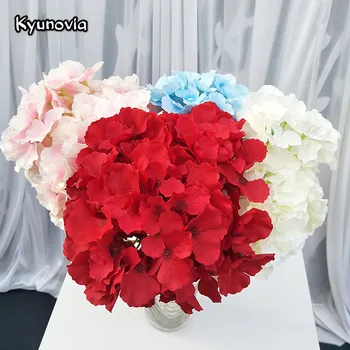 

Kyunovia 5pcs/lot Big Silk Hydrangea Flower Head Size L Wedding Flowers Wall Wreath Decoration 54pcs Petal Composition KY133