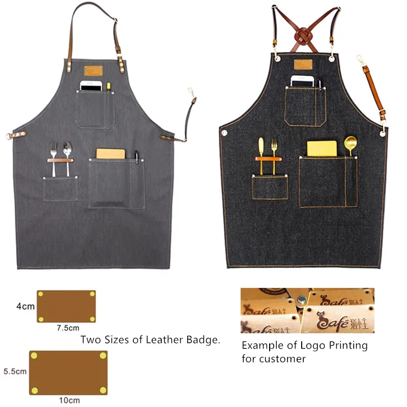 Denim Apron Leather Strap D82-12