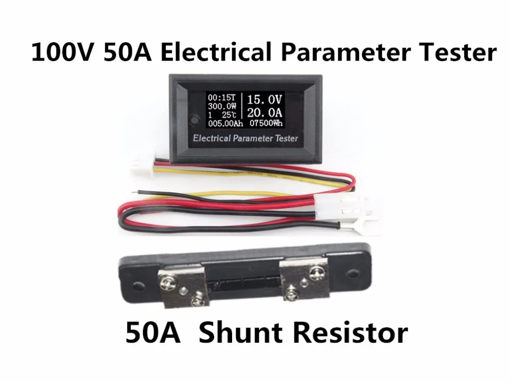 

Digital Ammeter Voltmeter Blue Backlight DC 100V 50A Amp Volt Watt Power Energy Tester Meter LCD Panel with 50A shunt 40%off