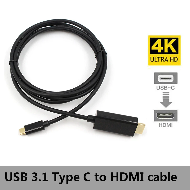 Кабель HDTV с Type C на HDMI 1 8 м 4K USB 3 адаптер Hdmi для huawei mate 20 macBook pro 2018 galaxy S9 C|Кабели VGA| |
