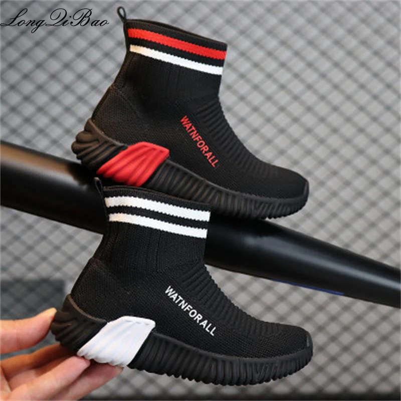 

2018 autumn children's shoes, children's knitted socks, high-top casual shoes, knit elastic, help men and women shoes