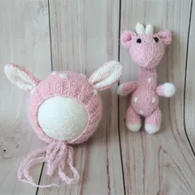 Ручной работы чучело игрушка и шляпа набор Крокет оленей капот и Кукла Прекрасный новорожденных для маленьких девочек животного капот комплект реквизит для фотосессии