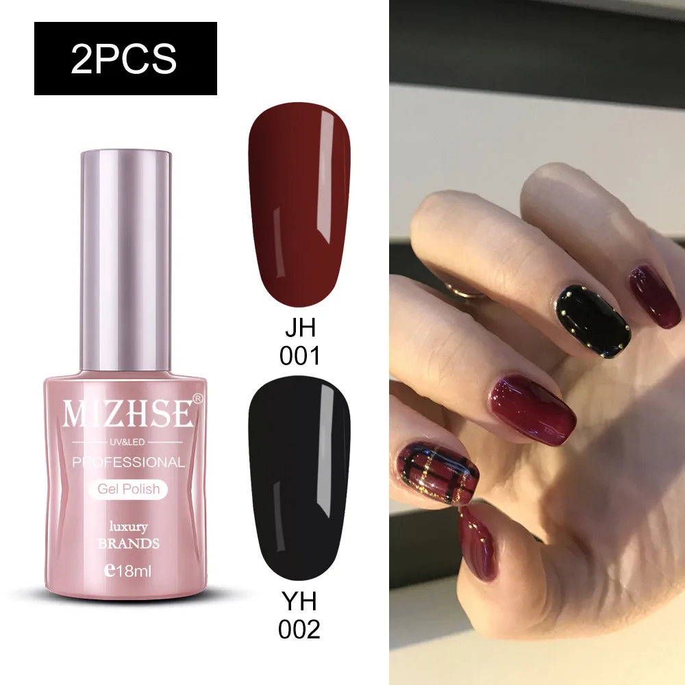 MIZHSE Nail Polishes 18ml Vernis Semi Permanant UV Gel Polish Hybrid Nail Art Lacquer For Stamping Soak off Varnish Gel - Color: 2GELS-05