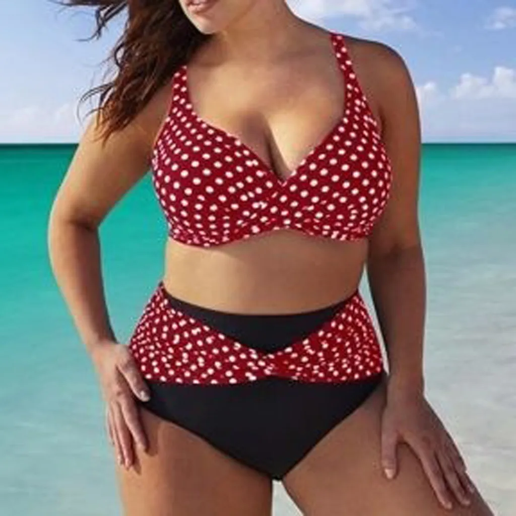 Summer Plus Size Women Bikini Set Sexy Halter Top Push Up Bikini Large Size Swimwear S-5XL Beachwear Swimsuit biquini FB