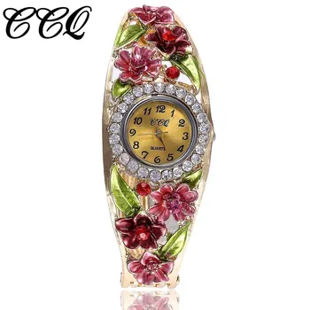 

CCQ Brand Women Flowers Bracelet Watch Ladies Rhinestone Watches Female Dress Wrist Watch Quartz Watch Relogio Feminino Hot