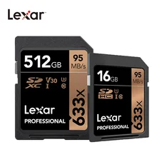 Lexar SD карты 633x16 ГБ, 32 ГБ, U1 SDHC 64 Гб 128 256 512 U3 SD карта памяти SDXC карты памяти класса 10 для цифровых фотоаппаратов с защитой от краж и hd-камерой