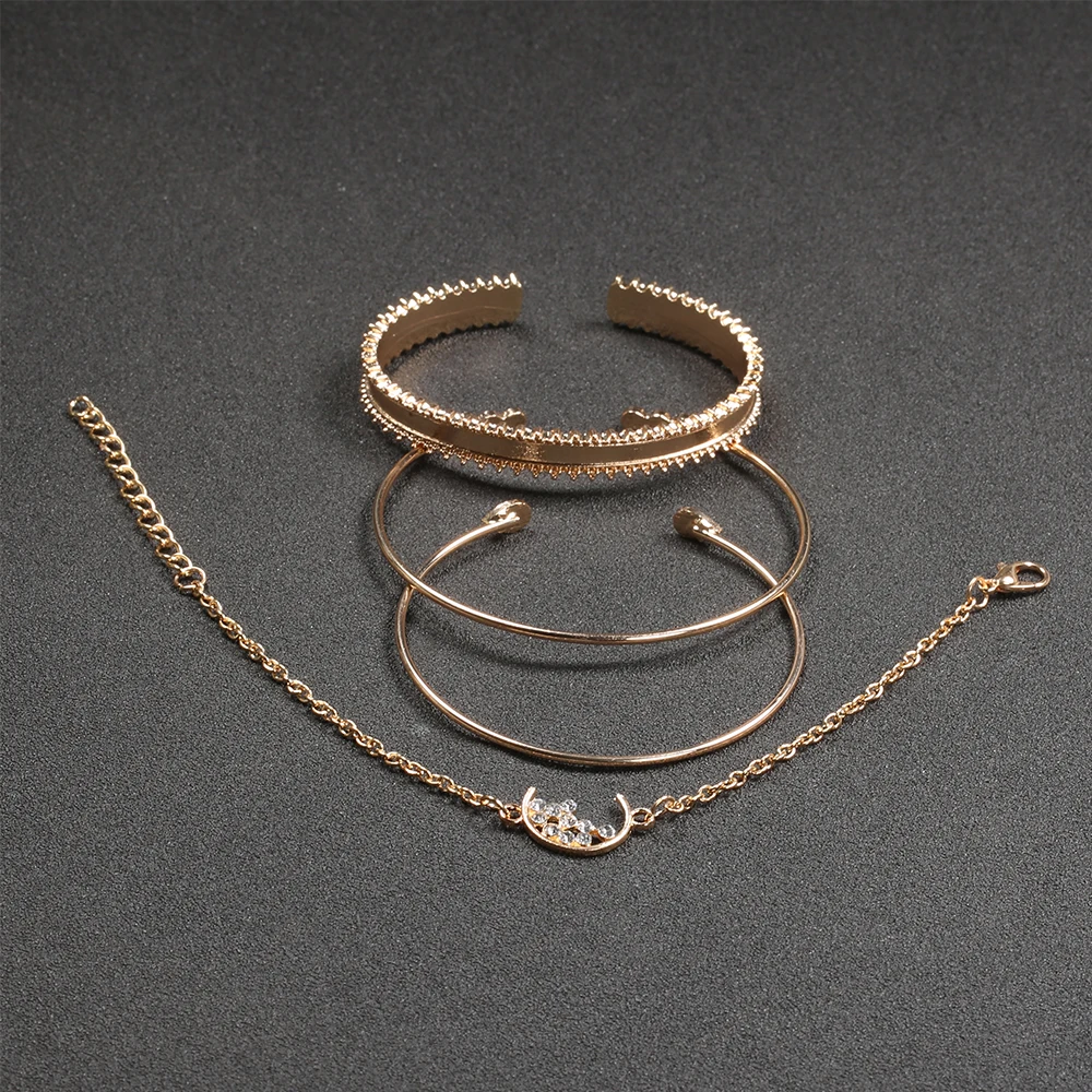 4 шт./компл. модный браслет для женщин простой горный хрусталь Открытый браслет; Комплект бижутерии богемные вечерние подарки женские браслеты
