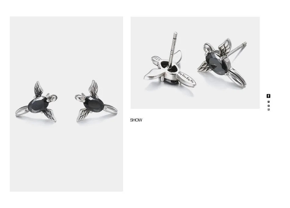 925-Sterling-Cross-Wings-Earrings-Wholesale-Fashion-Black-Zircon-Earrings-Unisex-Best-Gifts-2018-New-Arrival-T10