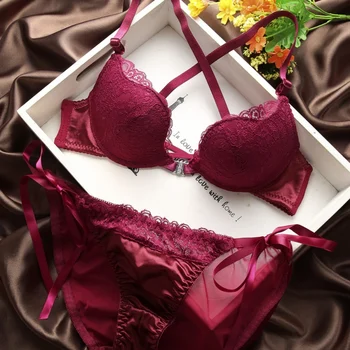 

Women's Sexy Bra Set Lace Underwear Adjustable Thin Cup Lingerie Set Flank Wide Womens Bras and Underwear Sets TT