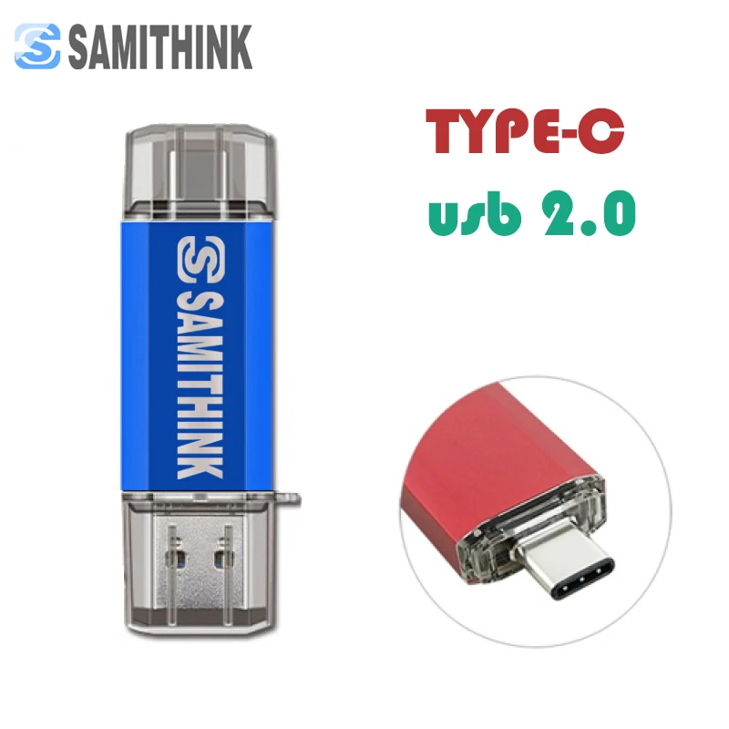 

SAMITHINK Type-C USB Flash Drive High Speed USB 2.0 Flash Pen Drive Phone OTG USB Flash Memory Stick 64GB 32GB 16GB 8GB