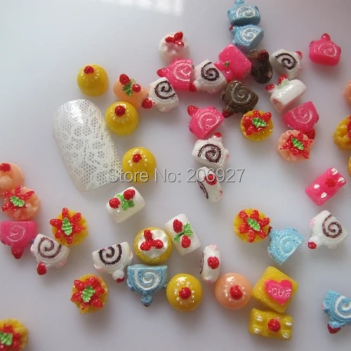 

#3 30pcs Cute Mix Cake Shape Nail Resin Decoration Outlooking