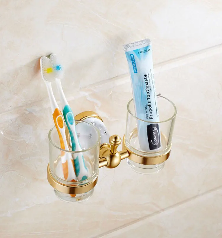 Bathroom Toothbrush Holder Antique Cup Rack European Gold Tooth