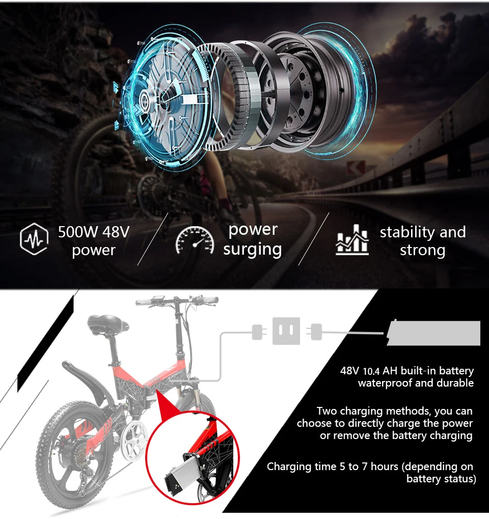 Clearance Cyrusher G650 10.4AH electric bike 3 knife wheel 48V 52 section Electric bicycle with smart odometer 2