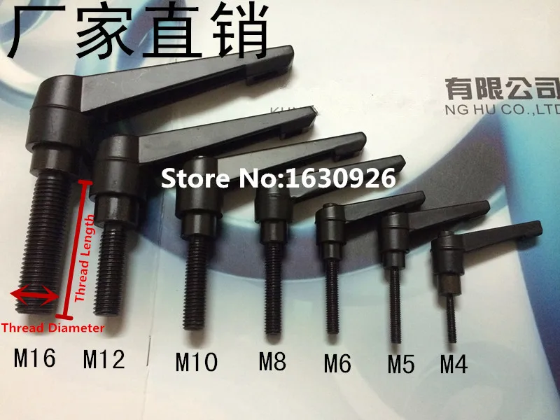 

free shipping Machinery 0.24" Threaded Clamping Lever Adjustable Handle