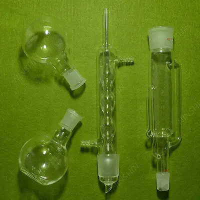 250ml Soxhlet Extractor Condenser Pumping Tube Two 24/40 Flat Flasks lab glass supplies